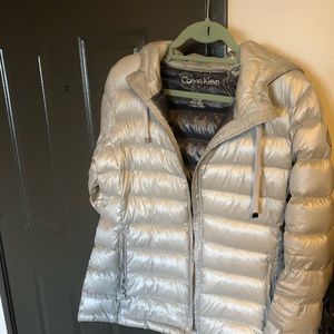 Lightweight silver down jacket